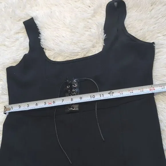 Blackmilk Lace Up Push It Underbust Corset Black Catsuit Jumpsuit Size XL - Picture 14 of 16